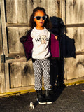 Black Punk Bomber Jacket for Kids in Vegan Leather Unisex boys girls fashion