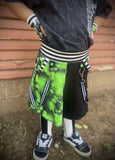 Showtime Green Girls Split Skirt with Punk Straps and Pockets Beetlejuice Halloween