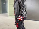 Black Punk Bomber Jacket for Kids in Vegan Leather Unisex boys girls fashion