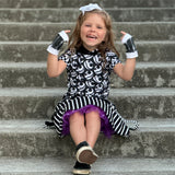Jack Skeleton Dress for girls handmade twirly skirt hoodie Halloween handmade toddlers baby girl