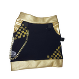 Gold and Black Kids mini skirt  with Punk Chain