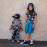 Punk Floral Bunny Dress for girls with pockets, twirly skirt, hood and custom color options!