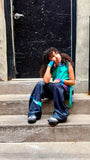 Rainbow River Jeans Baggy Fit Denim Pockets Punk Straps
