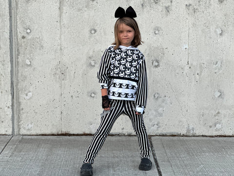 Jack Halloween Hoodie for Kids Monochrome Skeleton Pocket