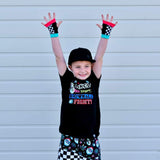 Big Collab Gloves for kids in checks, pink and aqua fingerless gloves mittens boys and girls