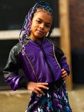 KPop Kids Vegan Leather Jacket  in Purple, Black, Red And Gold Handmade