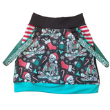 Punk Christmas Skeleton Mini skirt for girls in black,red,green and aqua with suspender straps