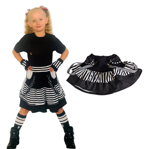 Black and White Striped Ruffle Skirt Toddler Girls Burton Monochrome