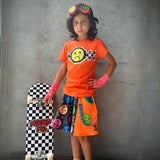 Punk Smilies Twirly skirt with pockets in custom colors