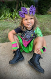 Zombie Collab Neon Pink and Lime Ruffle Skirt Toddler Girls Handmade