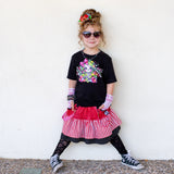 Girls Punk Skirt with Suspender Straps Christmas Candy Cane Ruffles Skirt Red White Green  toddlers big girl