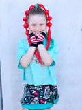 Christmas Punk Gloves in red and green checks and stripes