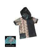 Kids Punk Bunny Hoodie Shirt in chocolate or teal for boys and girls