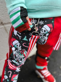 Christmas Punk Gloves in red and green checks and stripes