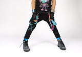 Punk Kid skinny pants kids in black with Pink Turquoise