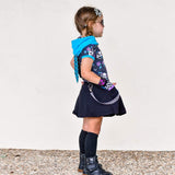 Punk Floral Bunny Dress for girls with pockets, twirly skirt, hood and custom color options!