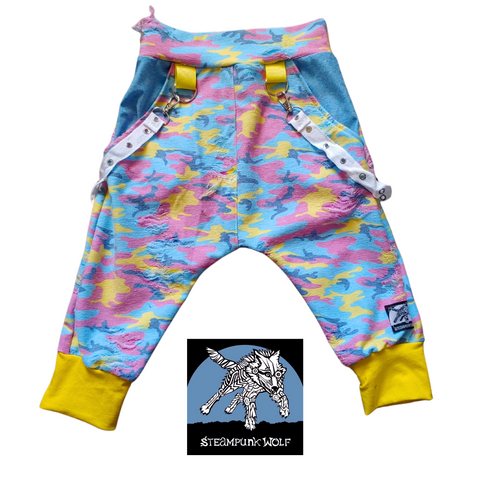 Camo Harem Shorts for kids with punk straps color options