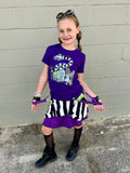 Showtime Striped Double Skirt for Girls in full twirly style punk suspenders beetle juice fans Halloween
