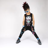 Punk Kid skinny pants kids in black with Pink Turquoise