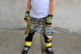 Kids Yellow Checkered fingerless gloves boys girls