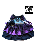 Cyber-Goth Handmade Ruffle Mesh Skirt with Suspenders Witchy Halloween for Girls and Women