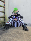 Monochrome Striped Overalls Beetlejuice Burton Kids Unisex Sizes Custom Made Dungarees
