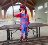 Spider Hoodie Kids Red Blue Checkered Long Sleeve shirt boys girls fashion