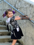 Punk Monochrome Bunny Dress for girls with pockets, twirly skirt, hood and custom color options!