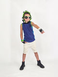 Bay Punk Shark Hoodie with Mohawk and Big Teeth Tank top in Solid Colors for Kids Adults Mom