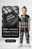 Kids Punk Plaid Overalls as seen at New York Fashion Week Runway Monochrome Boys Girls  Dungarees 100% Savage Street Style