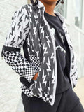 Lightning Bolt Jacket for Skater Kids Black White Checketed Zip Front Kids Boys Girls Handmade Fashion