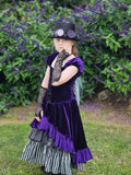 Steampunk Girl Dress Triple Ruffles Lace Up Details with Color Options Flower Girl Pageant Wedding Halloween Costume