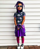 Punk Floral Bunny Dress for girls with pockets, twirly skirt, hood and custom color options!