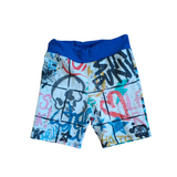 Graffiti Punk Bike Shorts for boys and girls with suspender straps