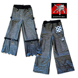 Z Crew Baggy Jeans for Kids and Adults 90's skater style dark denim pants lots of pockets Suspender straps turn up cuffs