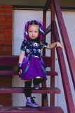 Punk Floral Bunny Dress for girls with pockets, twirly skirt, hood and custom color options!