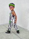 Monochrome Striped Overalls Beetlejuice Burton Kids Unisex Sizes Custom Made Dungarees