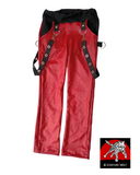 Red MJ Pants for kids unisex vegan leather Holiday Christmas Valentine's Halloween Punk Suspenders