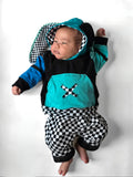 Baby Bunny Ear Hoodie and checkered pants