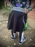 Showtime Green Girls Split Skirt with Punk Straps and Pockets Beetlejuice Halloween