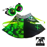 Showtime Green Girls Split Skirt with Punk Straps and Pockets Beetlejuice Halloween