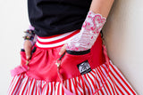 Red and White Lace fingerless gloves for kids and Adults