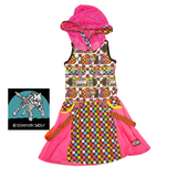 Punk Skater girl Dress with Hood in Rainbow Checks and your Choice of Colors