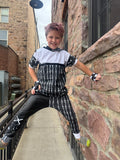 Kids skeleton bones Pants Vegan Leather PantsPunk Suspender Straps