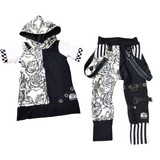 Gothic Rose Pants in Black and White for kids