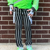 Pinstriped Monochrome Kids Pants Jack Oogie Halloween Punk Style Boys and Girls Custsom styles