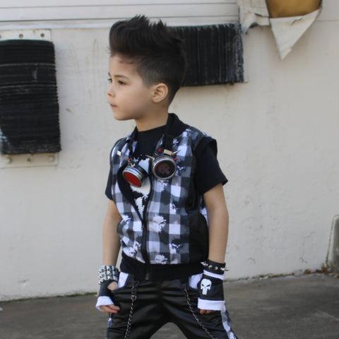 Punisher Zip Front Skull Vest for kids