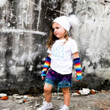 Rainbow Stripe Arm Warmers for Kids - Steampunk-Wolf-Kidz