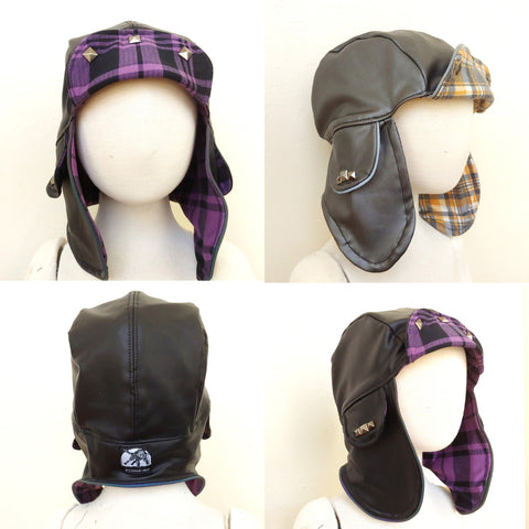 Plaid Pleather Pilot Hats for kids