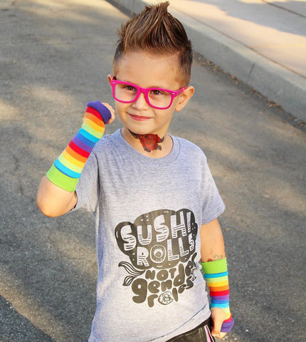 Rainbow Stripe Arm Warmers for Kids - Steampunk-Wolf-Kidz